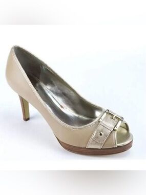 Alfani Light Taupe Pacific Beechwood Peephole Pumps, Size 8